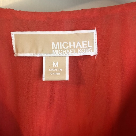 Orange patterned sheath dress with elastic waist - Picture 4 of 6